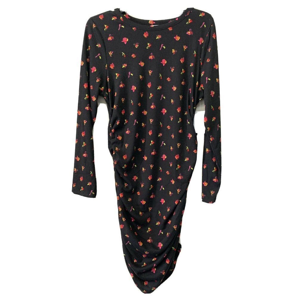 ABOUND Womens Multicolor Floral Print Long Sleeve Ruched Sheath Dress Size XL - Picture 2 of 6